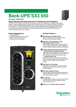 Back-UPS SX3 SX3650CI-GR Specification Sheet